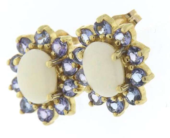 Favorite Yellow Gold Opal and Tanzanite Earrings