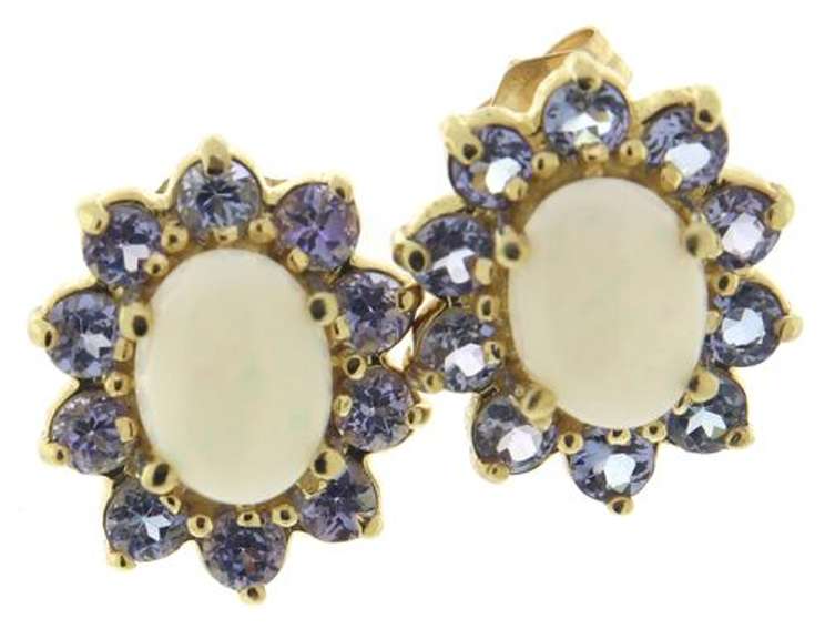 Favorite Yellow Gold Opal and Tanzanite Earrings