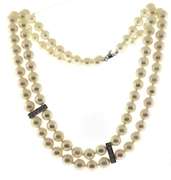 Fabulous Double Strand Diamond Station Pearl Necklace