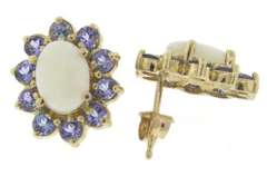 Favorite Yellow Gold Opal and Tanzanite Earrings