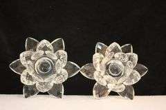 Clear Lotus Pair Candle Sticks