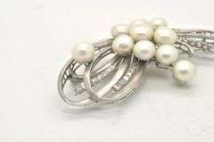 LADIES 18 KT ANTIQUE PEARL AND DIAMOND BROOCH