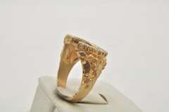 MENS 14 KT GOLD NUGGET HORSESHOE DIAMOND RING