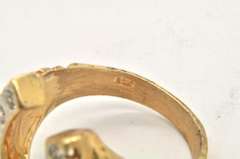 MENS 14 KT GOLD NUGGET HORSESHOE DIAMOND RING