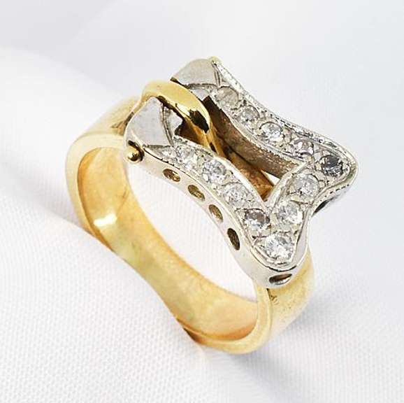Dynamic Diamond Ring in 14K White and Yellow Gold