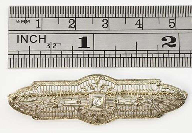 Antique-Style Diamond Brooch in 10K WG