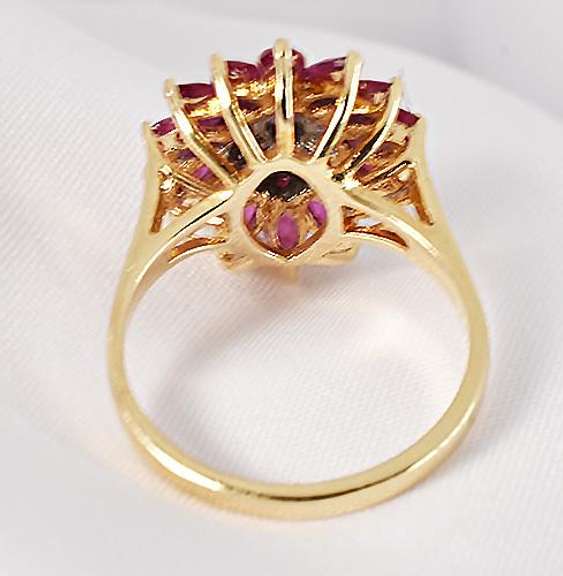 Glamorous Marquise Ruby and Diamond Ring in 14K