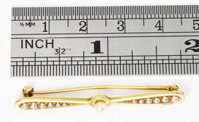Antique Propeller Brooch with Pearls in 14K