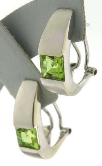 Beautiful Peridot J Hoop Earrings