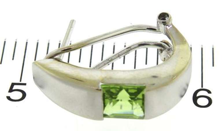Beautiful Peridot J Hoop Earrings