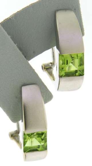Beautiful Peridot J Hoop Earrings