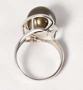 Audacious 12mm Black Pearl Ring in .925 Silver