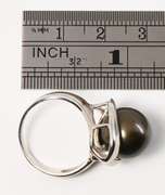Audacious 12mm Black Pearl Ring in .925 Silver