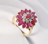 Glamorous Marquise Ruby and Diamond Ring in 14K