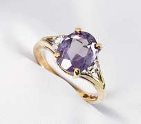 Gorgeous Oval Amethyst & White Sapphire 10K Ring