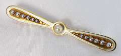 Antique Propeller Brooch with Pearls in 14K