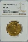 Near Flawless 1991 $25 American Gold Eagle. NGC MS69