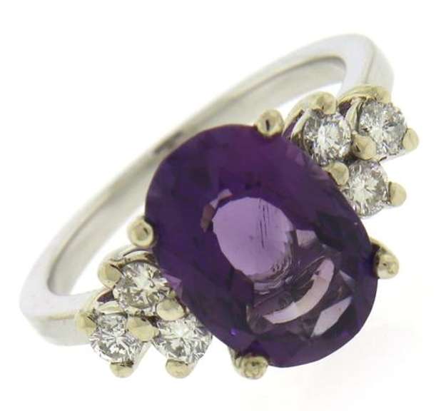 Fantastic Amethyst and Diamond White Gold Ring
