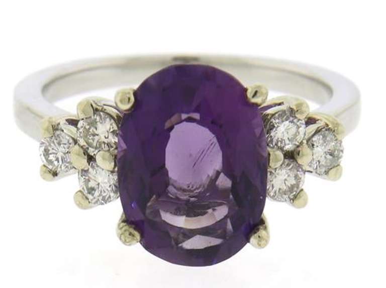 Fantastic Amethyst and Diamond White Gold Ring