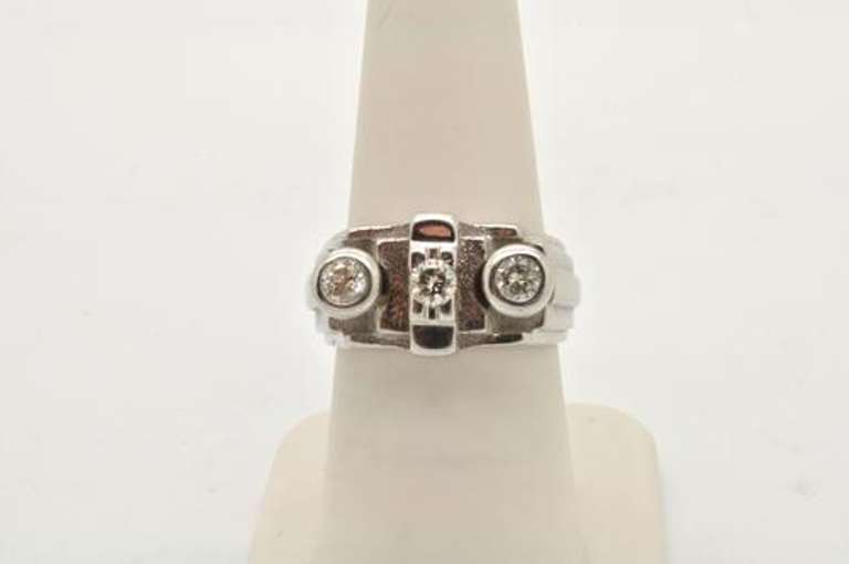 MENS 14 KT WHITE GOLD DIAMOND RING