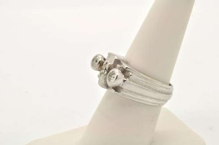 MENS 14 KT WHITE GOLD DIAMOND RING