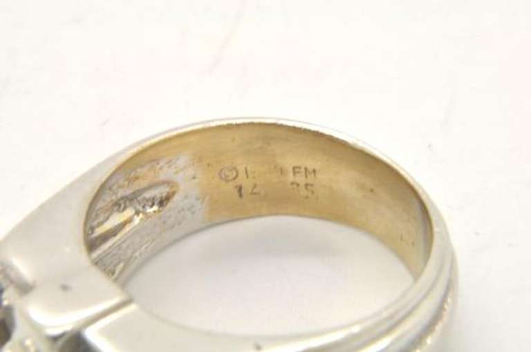 MENS 14 KT WHITE GOLD DIAMOND RING