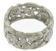 Charminng Vintage Diamond Filagree Leaf Eternity Ring