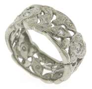 Charminng Vintage Diamond Filagree Leaf Eternity Ring