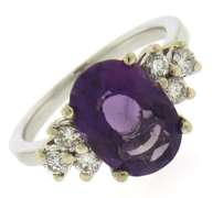 Fantastic Amethyst and Diamond White Gold Ring