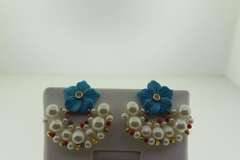 Gold Plated Nakomol Flower and Pearl Earrings