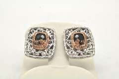 LADIES 18 KT AND STERLING SILVER BELLARRI EARRINGS