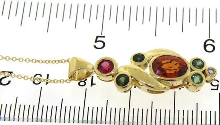 Gorgeous Multi Gemstone & Diamond Yellow Gold Necklace