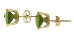 Pretty Yellow Gold Pridot Trillion Stud Earrings