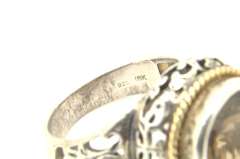 LADIES SILVER AND 18 KT GOLD SMOKEY QUARTZ RING