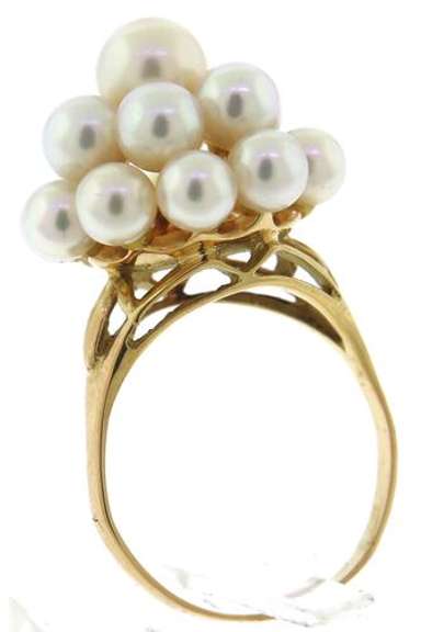 Elegant 18kt Pearl Cluster Ring