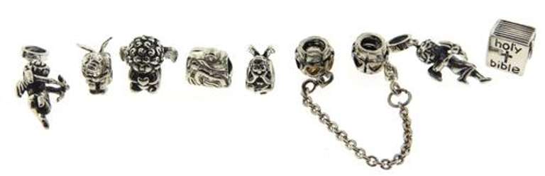 Group Lot of 8 Sterling Silver Charms