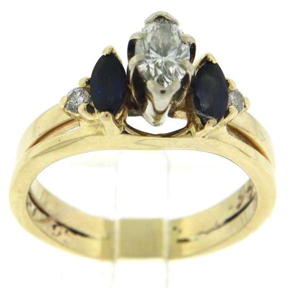 Stunning Marquise Diamond and Sapphire Ring