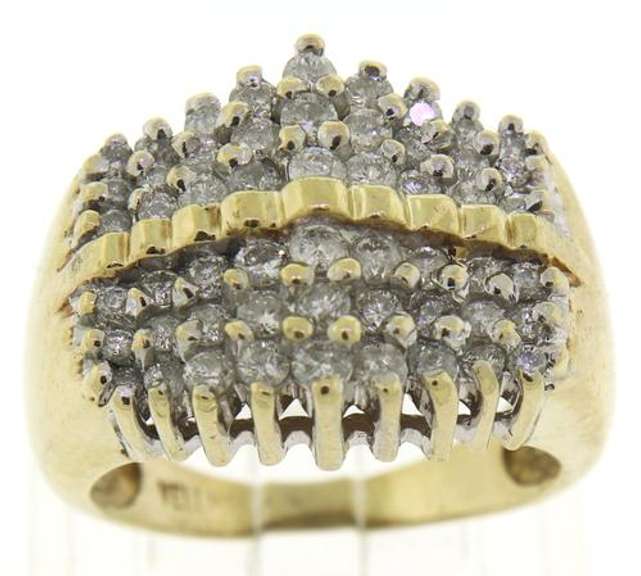 Popular Wide Diamond Pae Ring in Yellow Gold