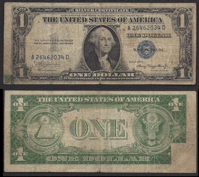 $1 1935-A Printed Fold on a Silver Certificate error