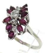 Spectacular 14kt WG Ruby and Diamond Floral Cluster Ring