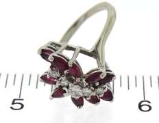 Spectacular 14kt WG Ruby and Diamond Floral Cluster Ring