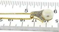 Trendy 14kt YG Diamond & Coin-Style Pearl Necklace
