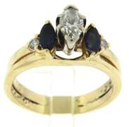 Stunning Marquise Diamond and Sapphire Ring