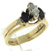 Stunning Marquise Diamond and Sapphire Ring