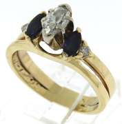 Stunning Marquise Diamond and Sapphire Ring