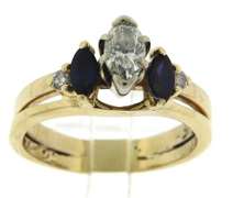 Stunning Marquise Diamond and Sapphire Ring