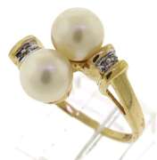 Amazing Double Pearl & Diamond Bypass Ring