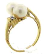 Amazing Double Pearl & Diamond Bypass Ring