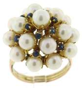 Favorite Blue Sapphire and Pearl Cluster Ring