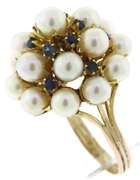 Favorite Blue Sapphire and Pearl Cluster Ring